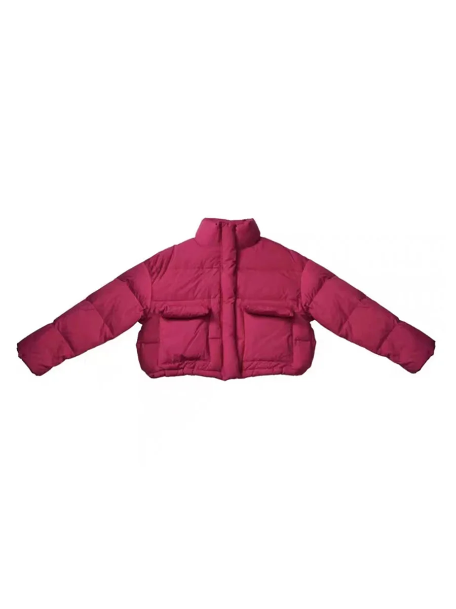 Toloer Korean Version Vertical Collar Down Jacket Women's Short Style 2024 Winter New Thickened Warm White Duck Velvet Large Pocket Bread Coat-Outfit Ideas