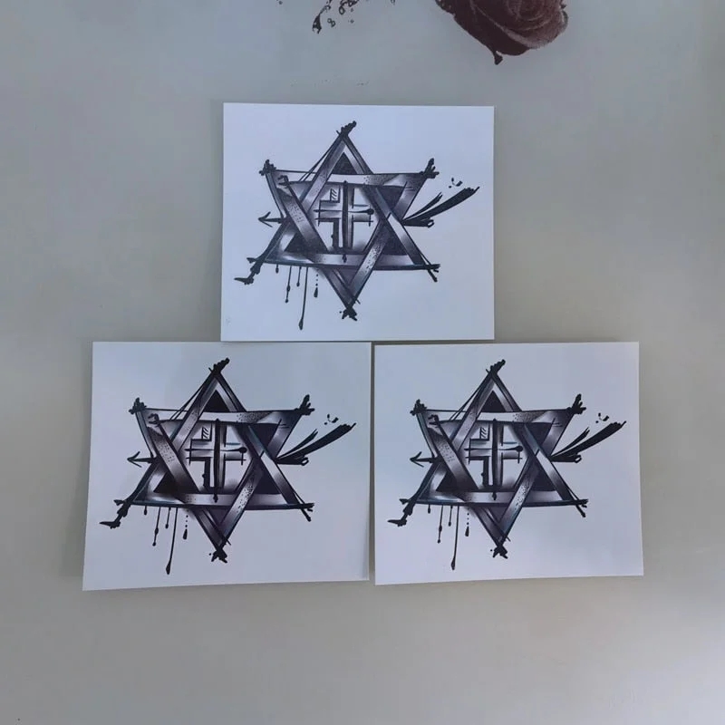 2021 Dark Style Gun Sexy Chest Temporary Tattoo Stickers Star Cross Full Body Waterproof Art Deco Men and Women Tattoo Stickers