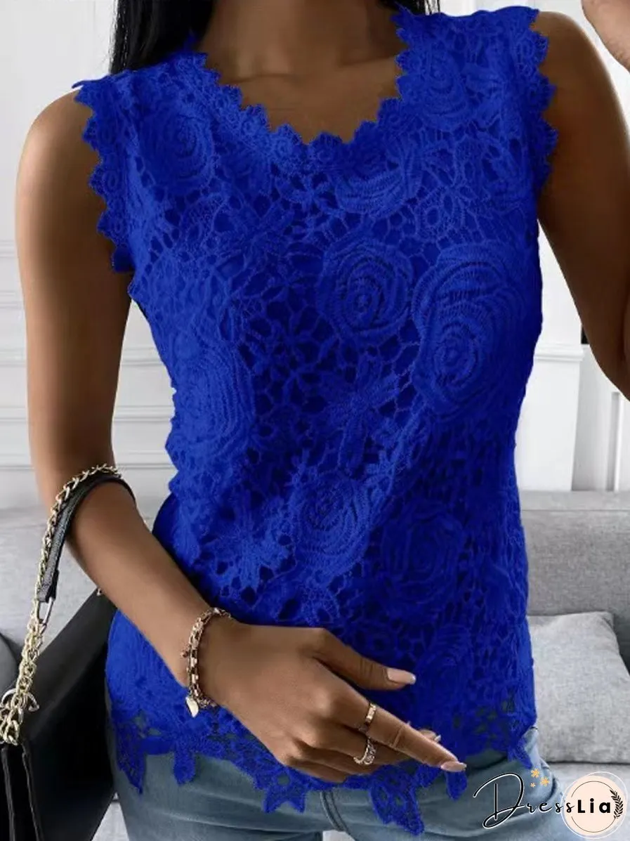 Crew Neck Lace T-Shirt