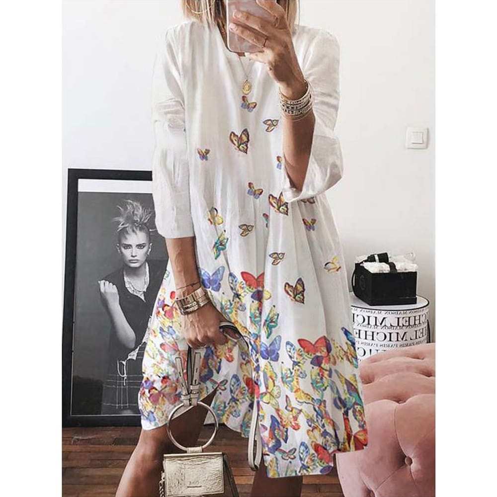 Women Holiday Autumn Long Sleeve A-Line Ladies Casual Maxi Dress Summer Boho Beach Dress Sundress