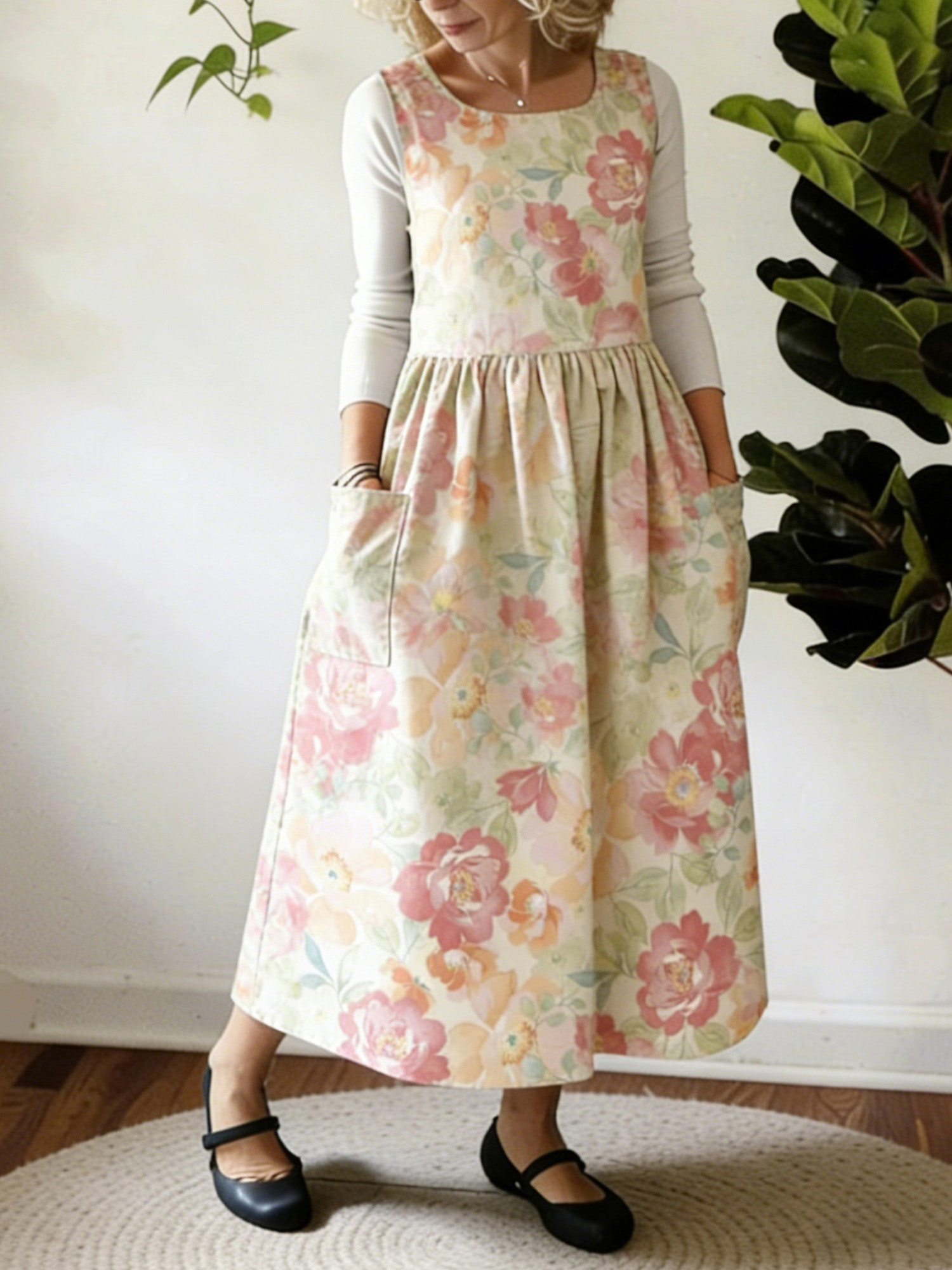 Romantic Flowers Printed Apron