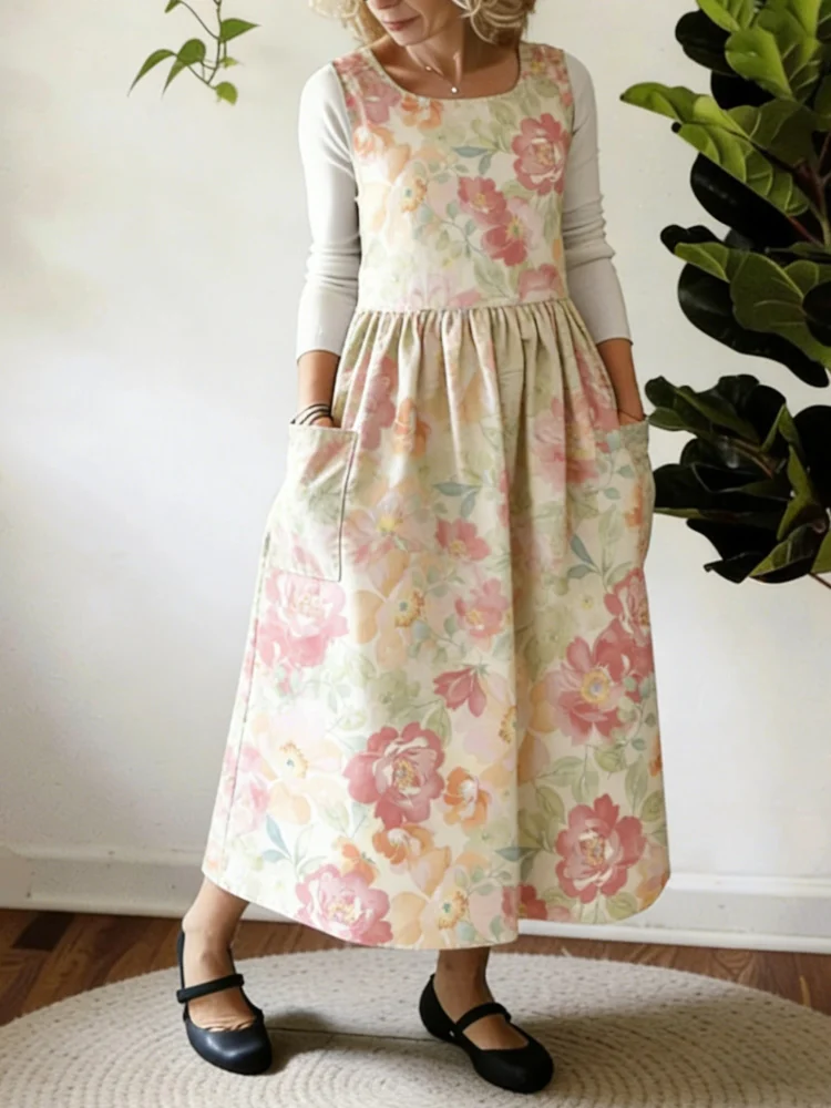 Romantic Flowers Printed Apron