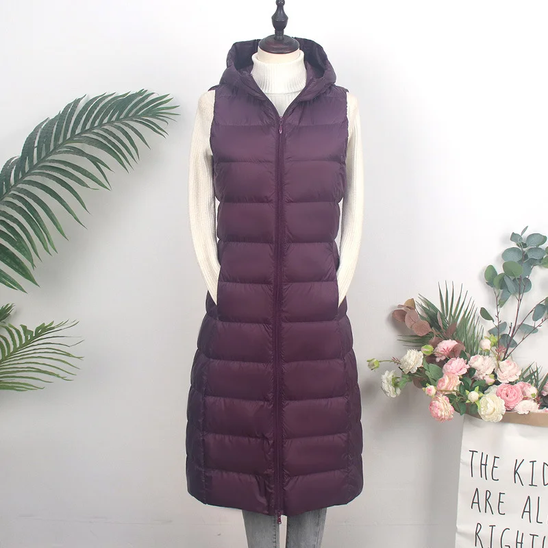 Woherb Autumn Winter New Down Jacket Vest Female Thin And Long Korean Version Slim Hooded Horse Clip Vest Tide-Outfit Ideas