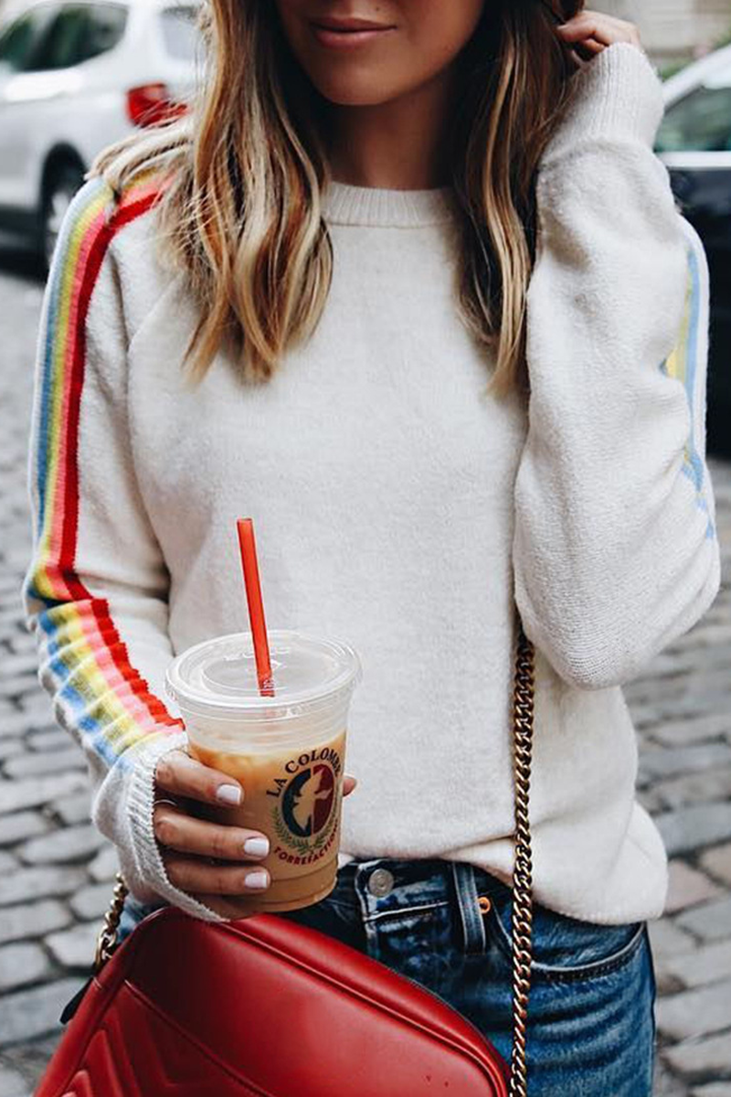 Rainbow Stripe Long Sleeve Sweater