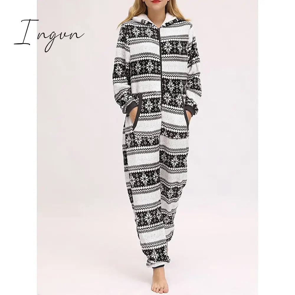 Ingvn - Women’s Pajamas Jumpsuit Elk Snowflake Warm Fashion Casual Home Christmas Daily Polyester