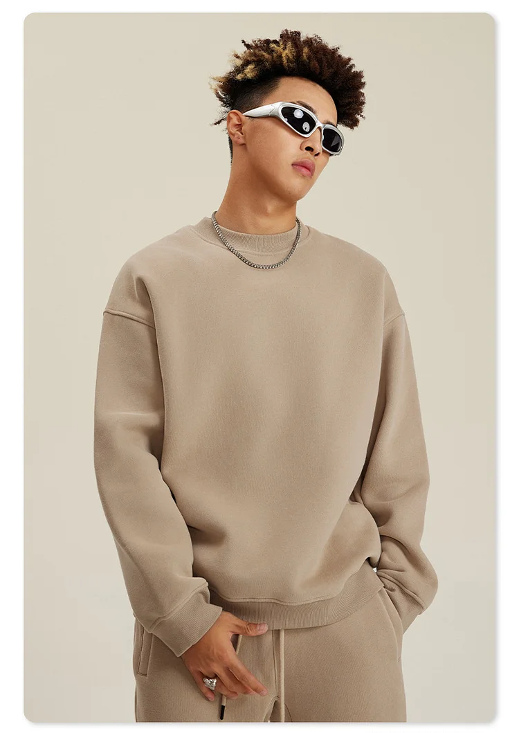 PASUXI Plush Casual Round Neck Men's Sweatshirt