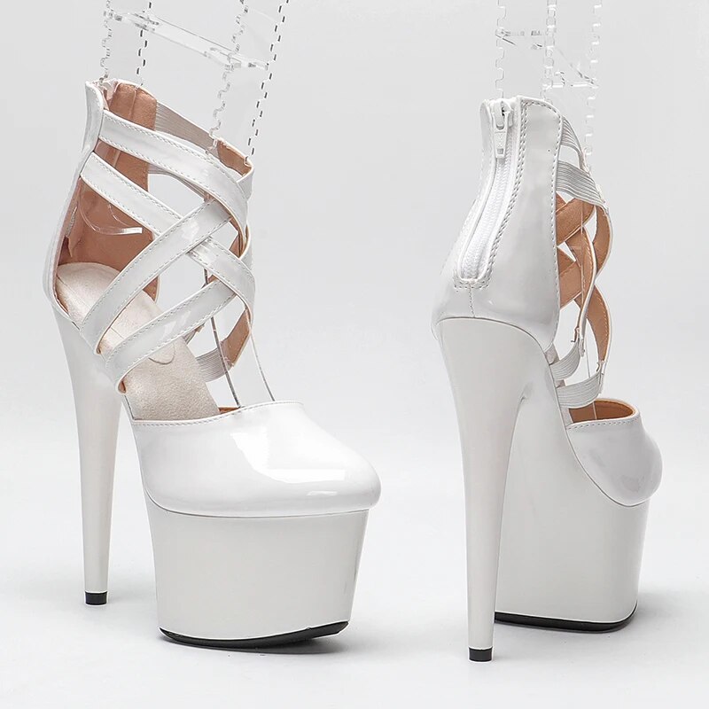 TAAFO 17CM/7Inch Patent PU Women's Platform Sandals Party High Heels Shoes Pole Dancing Shoes