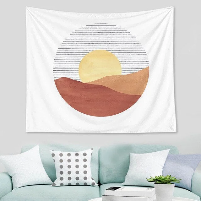 Abstract nordic Geometric Tapestry Tropic Modern Art Brown Wall Hanging ins Tapestry Decorative Tapestry For Home Decoration