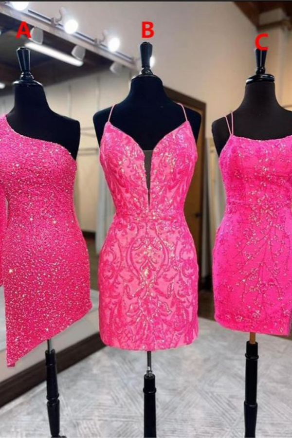 Sequins Embroidery Mini Homecoming Dress