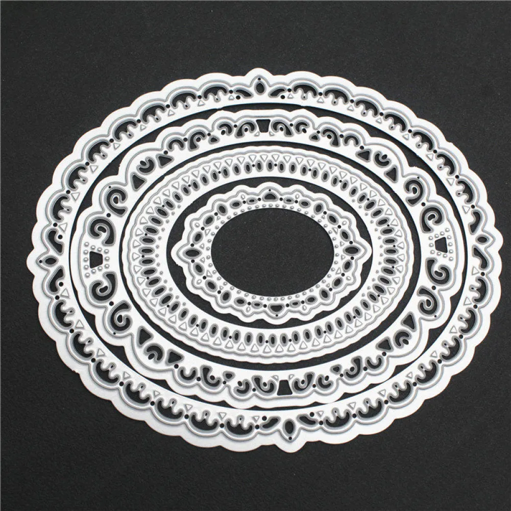 4pcs Laced Oval Frame Set Metal Cutting Dies for Scrapbooking DIY Photo Album Card Making Decorative Stencil New 2020