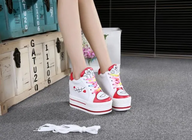 Women Sneakers 2022 Spring Autumn High Heels Ladies Casual Shoes Women Wedges Platform Shoes Female Thick Bottom Trainers W405