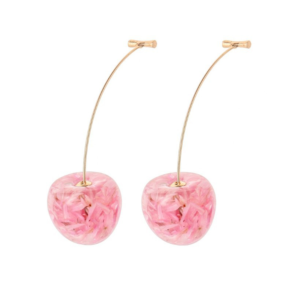 

Korean Cherry Long Drop Earrings Women Sweet Fruit Dangle Earrings Jewelry, Pink, 501 Original
