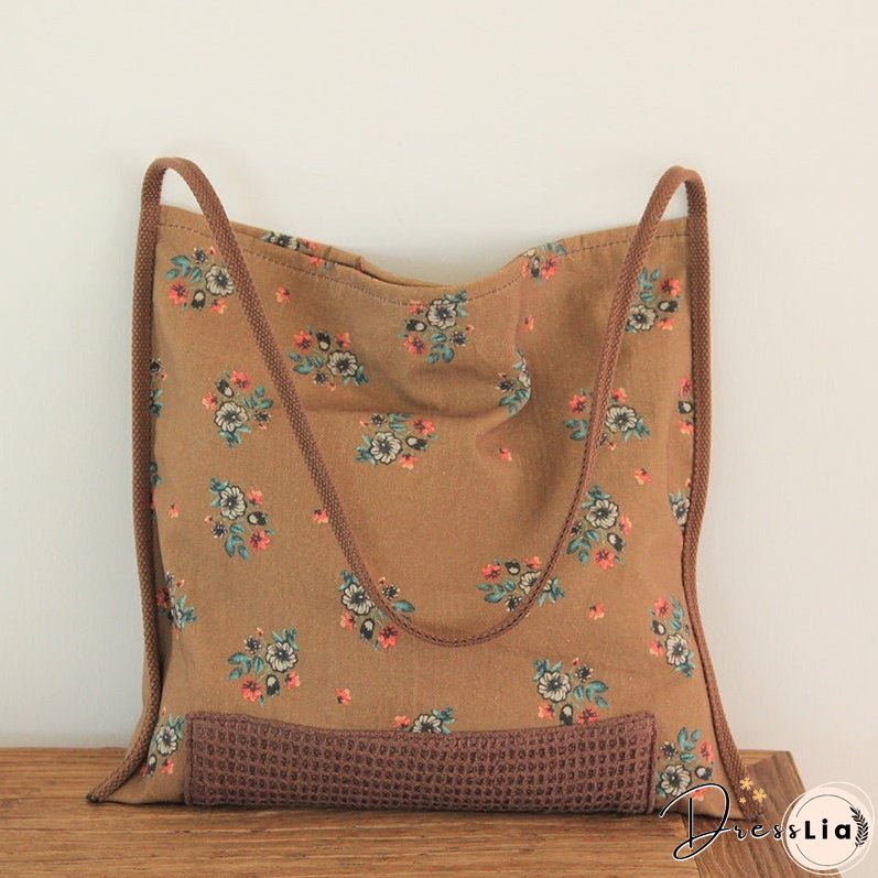 Retro Ethnic Floral Canvas Shoulder Bag