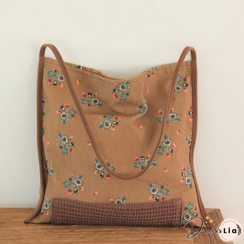 Retro Ethnic Floral Canvas Shoulder Bag
