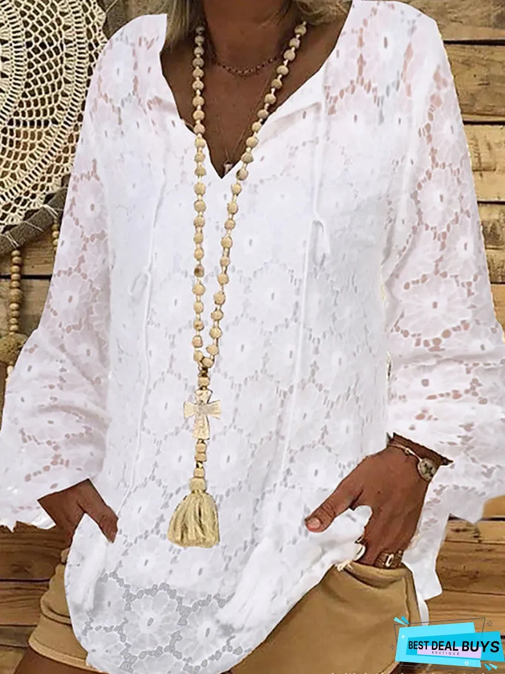 Women's Blouse Shirt Solid Colored Long Sleeve Lace Hollow Round Neck Tops Lace Basic Top White Black-826