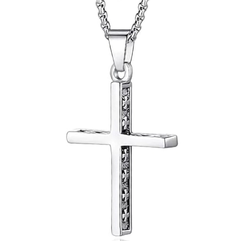 Retro Punk Cross Axe Alloy Titanium Steel Iron Plating Men's Pendant Necklace Men Pendant Necklaces