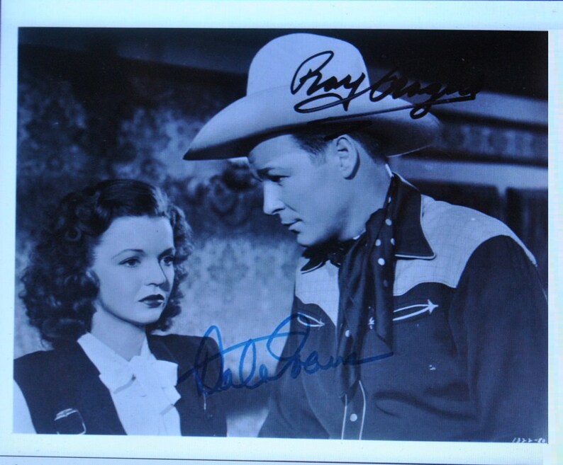 ROY ROGERS & DALE Evans 8x10 Hand-Signed Autograph wCoA