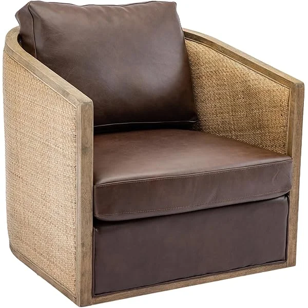 Swivel Barrel Chairs, Round Accent Chair with Thicken Base, Leisure Arm Chair for Living Room, Bedroom