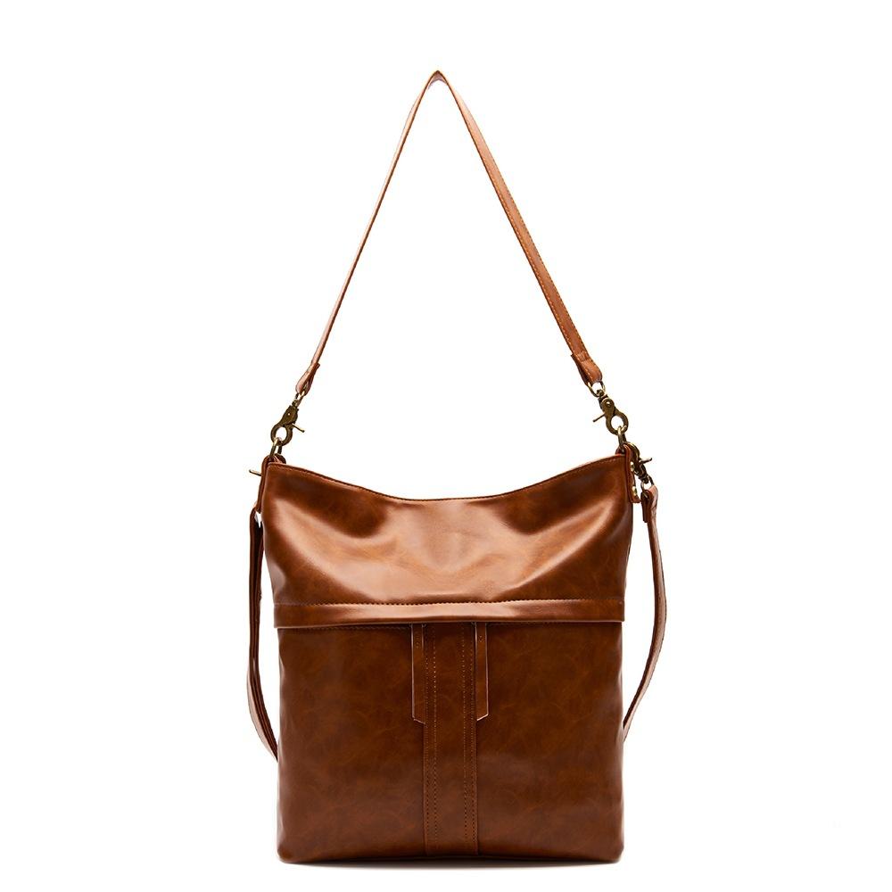 New Vintage Oil Wax Leather Shoulder Slung Women's Bag Bag Soft Leather Gradient Women's Bag