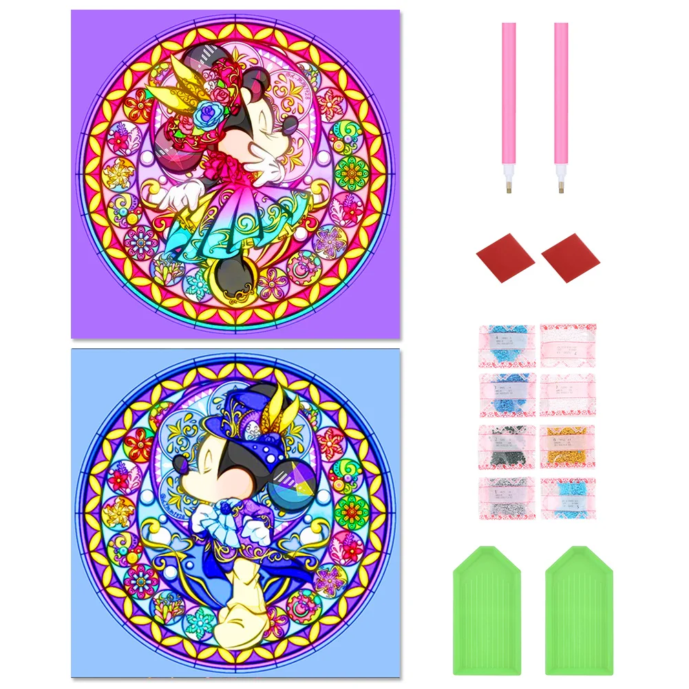 2pcs/Set Diamond Painting - Full Round Drill - Mickey Minnie(Canvas|30*30cm)