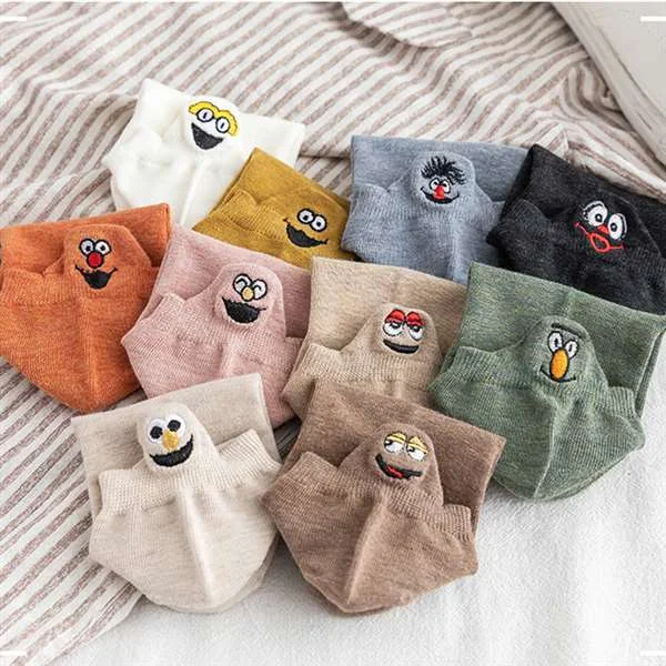Embroidery Funny Smiling Socks (10 Pairs)