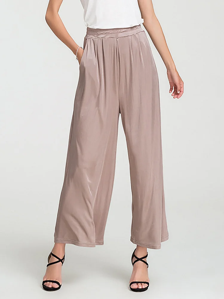 Women Summer Solid Casual Thin Wide-leg Pants