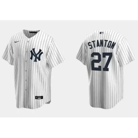Youth New York Yankees #27 Giancarlo Stanton White Cool Base Stitched Baseball Jersey