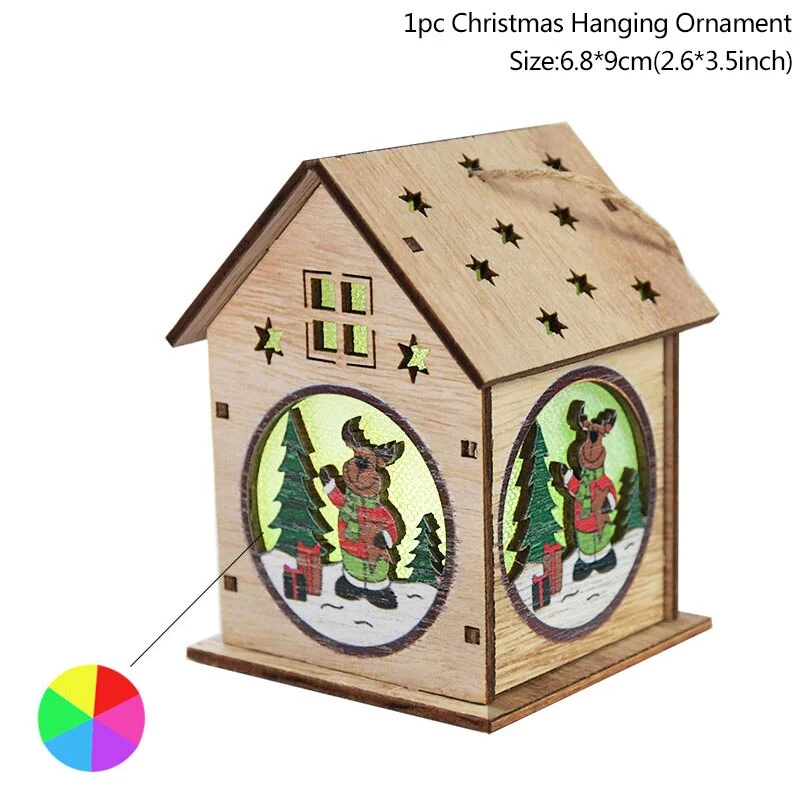 Led Light Wood House Christmas Tree Decorations For Home 2020 Christmas Tree Hanging Ornaments Navidad New Year Xmas Kids Gift