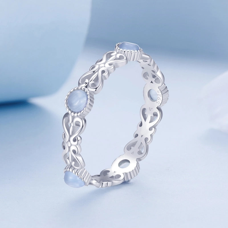 White Gold Plated 925 Sterling Silver Glass Printing Rings