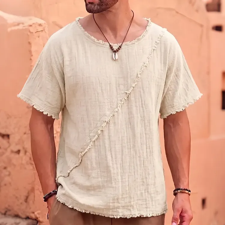 Men's Solid Color Linen Blend T-shirt