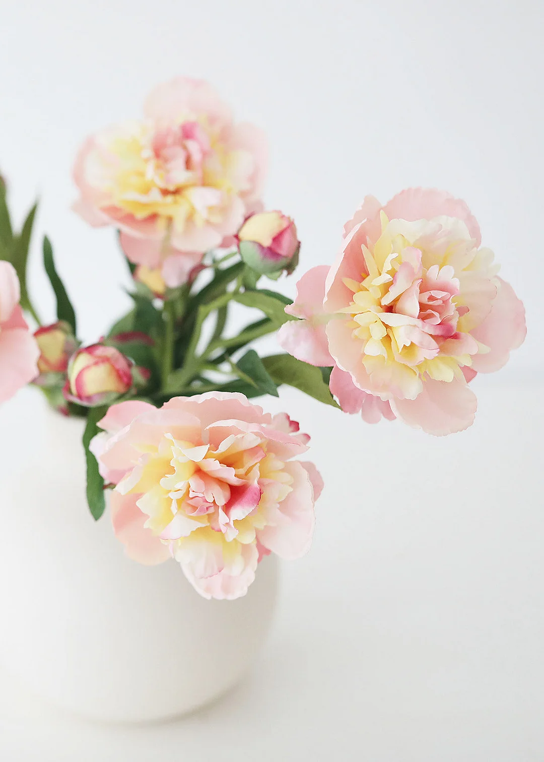 Soft Apricot Pink Peony Fake Flower - 22"