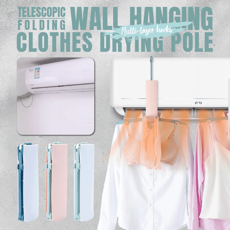 Telescopic Folding Wall Hanging Clothes Drying Pole