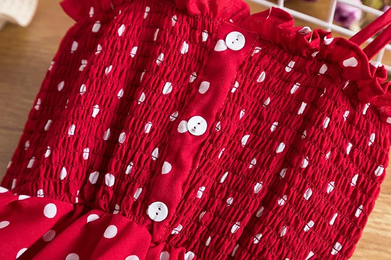 Summer Fancy Pretty Girl Colorful Dots Dress Birthday Party Princess Dress Lace Ball Gown Elegant Dress Casual Dress Size 3-8T