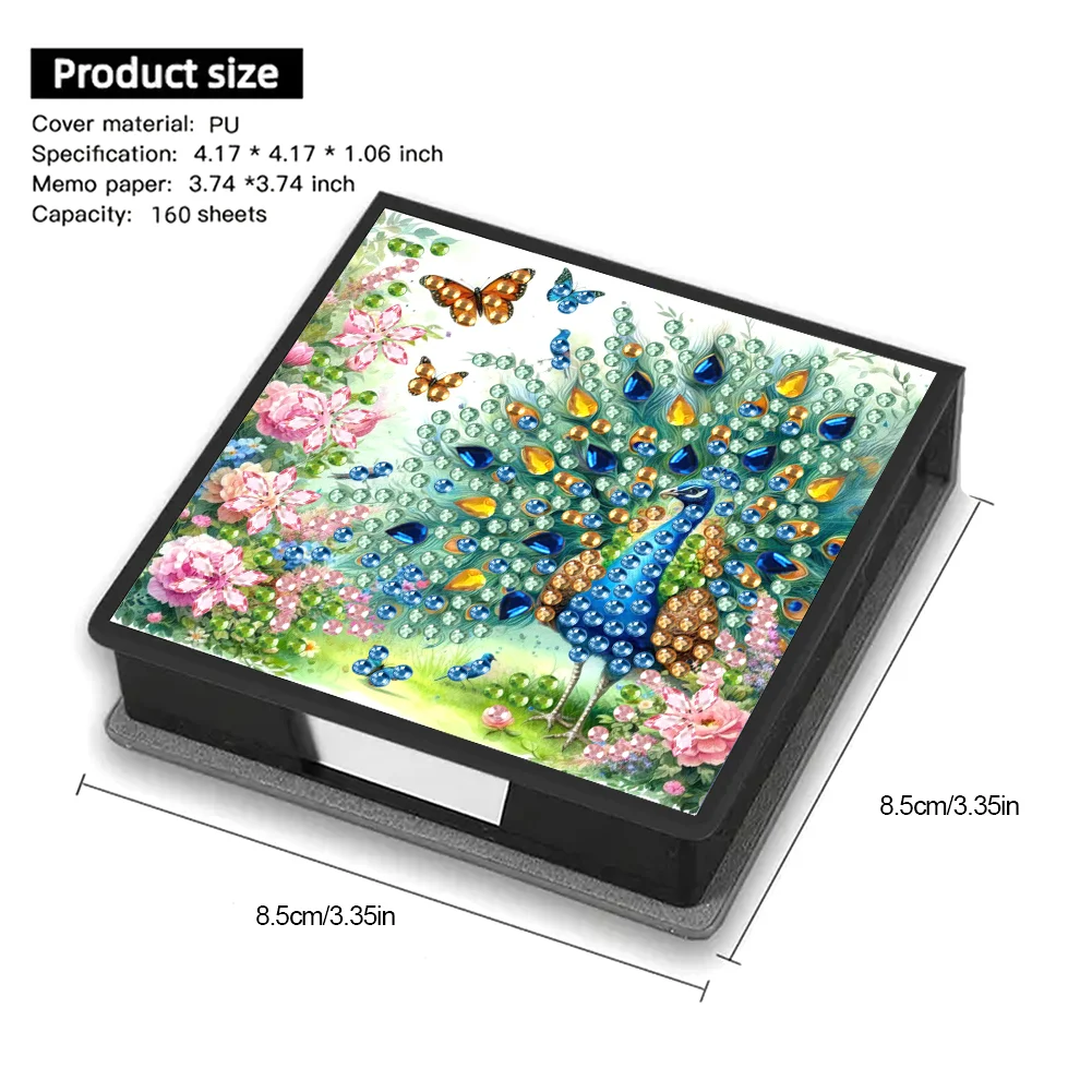 DIY Peacock Diamond Painting Memo Pad Holder Mosaic Kit for DIY Art Craft