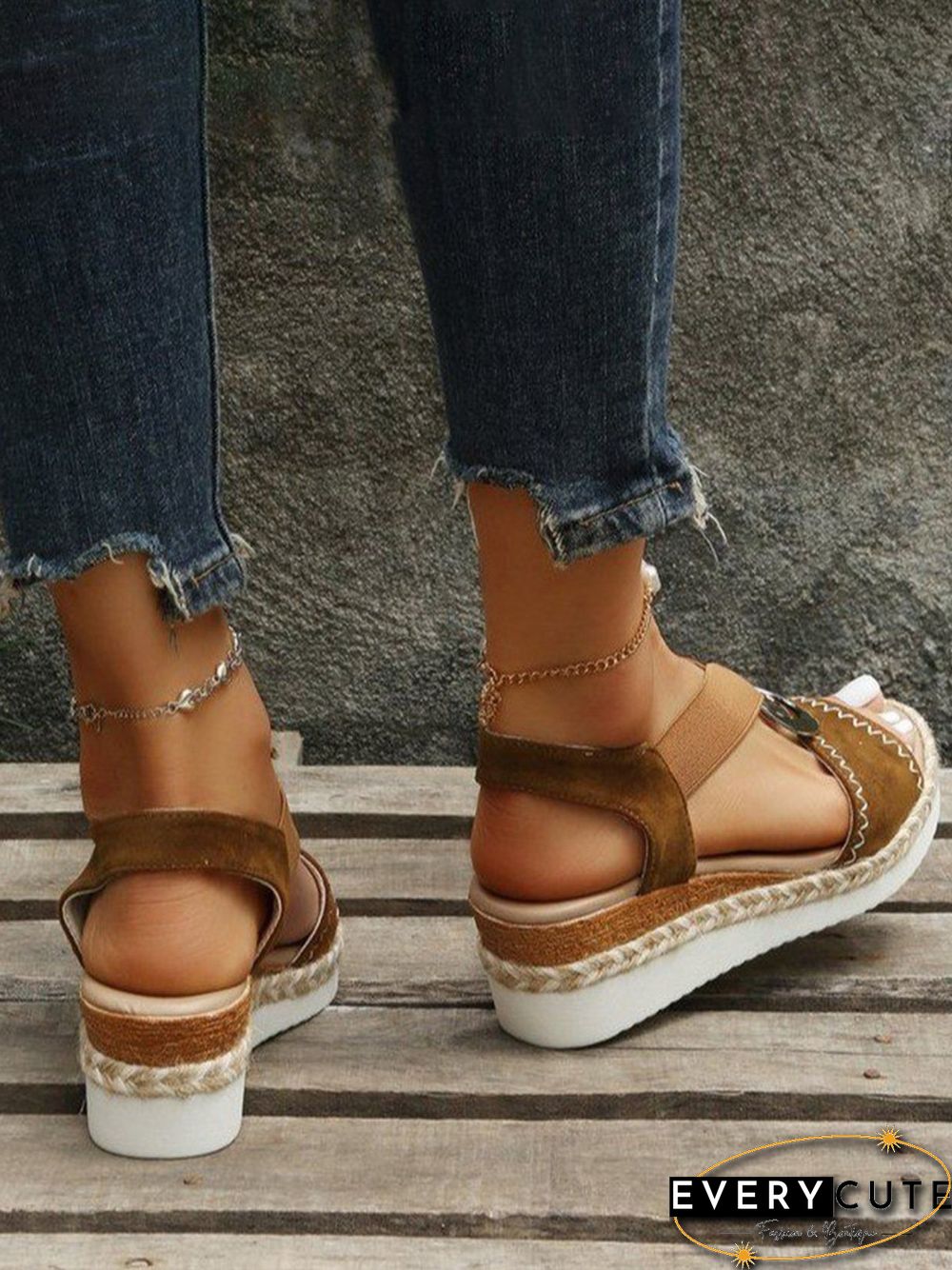 Metal Woven Wedge Platform Roman Sandals