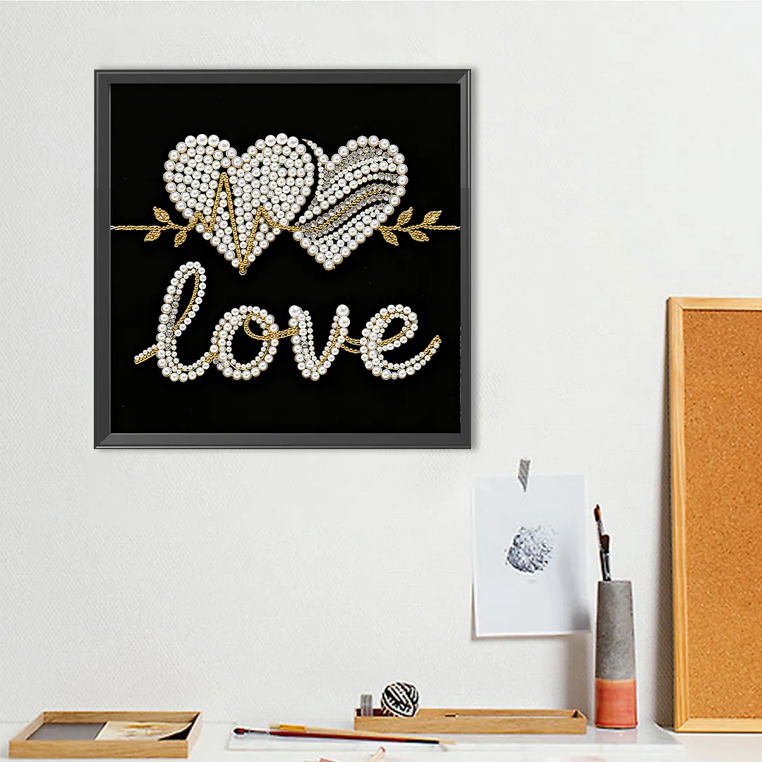 Love Self-Adhesive Frameless DIY Pearl Painting 30x30cm Canvas