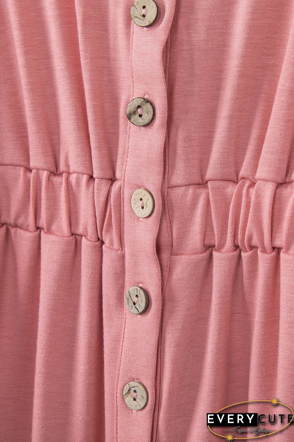 Pink Buttons Sleeveless High Waist Mini Dress
