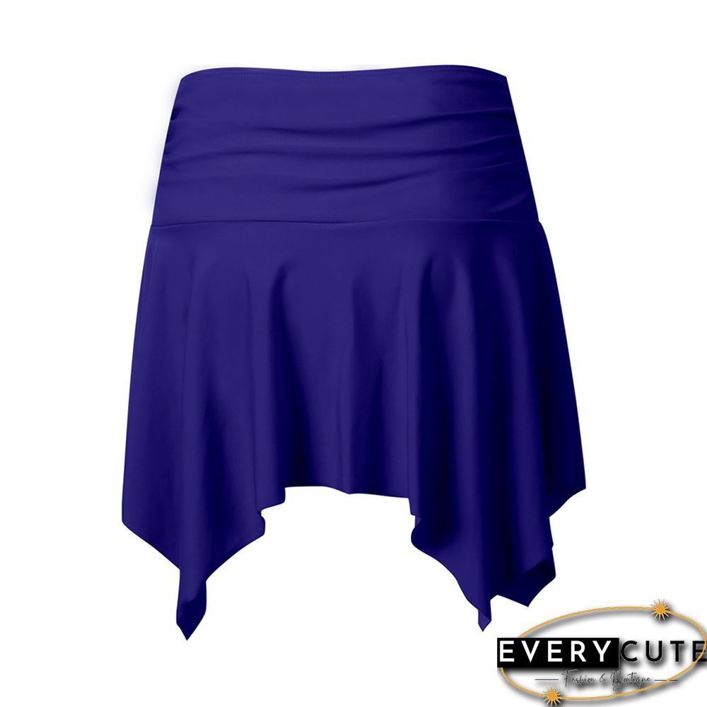 Navy Blue Pleated Irregular High Waist Beach Culottes