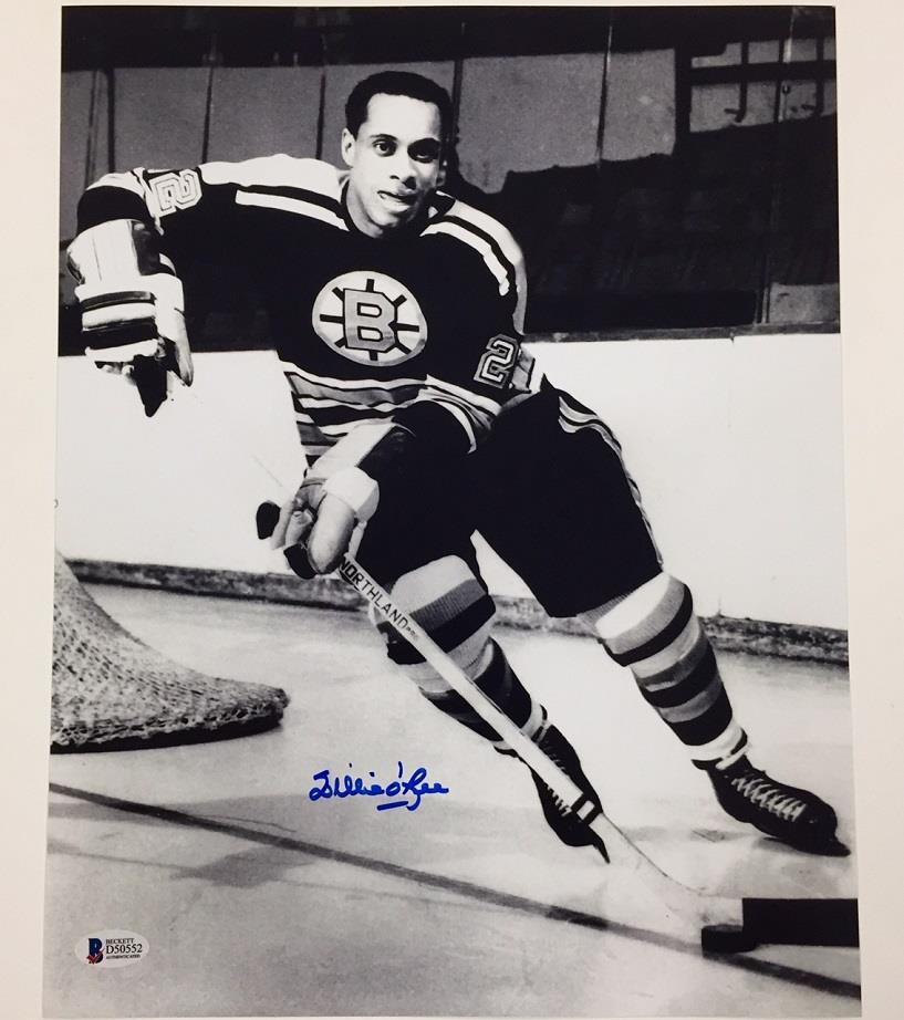 WILLIE O'REE Autograph BOSTON BRUINS Signed 11x14 Photo Poster painting #1 w/ Beckett BAS COA