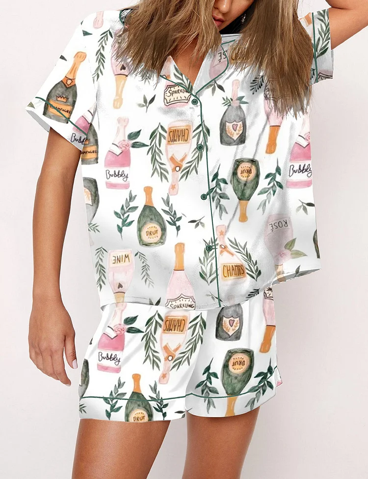 Champagne And Wine Bottles Pajama Set