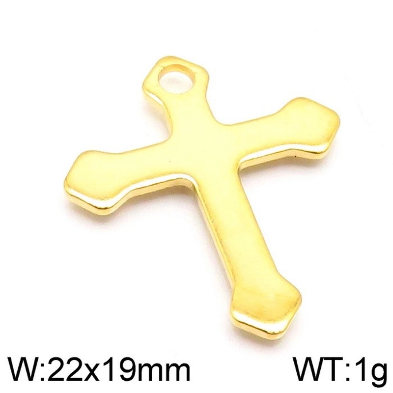 1 Piece Stainless Steel 18K Gold Plated Cross