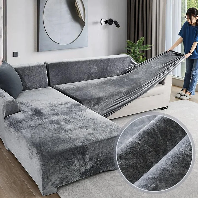 Thick Velvet Plush Sectional Corner Sofa Covers | AvasHome