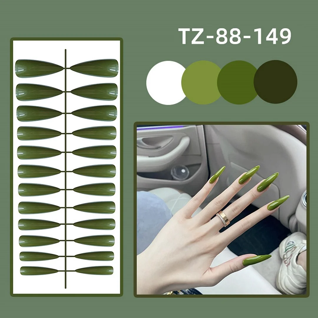 24pcs/Bag Detachable Long Stiletto False Nails Ballerina Nails Full Cover Nail Tips Press On Nails Colorful Artificial Fake Nail-Nail Inspo