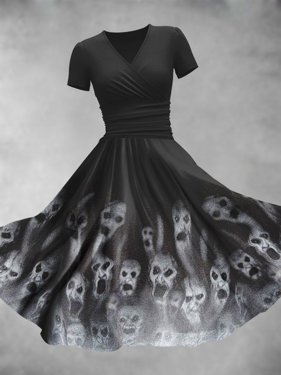 Women's Halloween Scary Ghost Artistic Maxi Dress