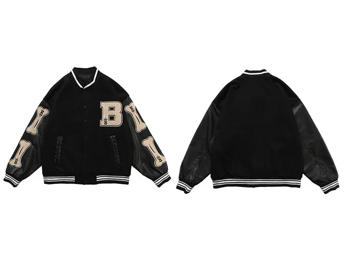 LACIBLE 2020SS Hip Hop Furry Bone Patchwork Color Block Jackets Mens Harajuku Streetwear Bomber Jacket Men Baseball Coats Unisex