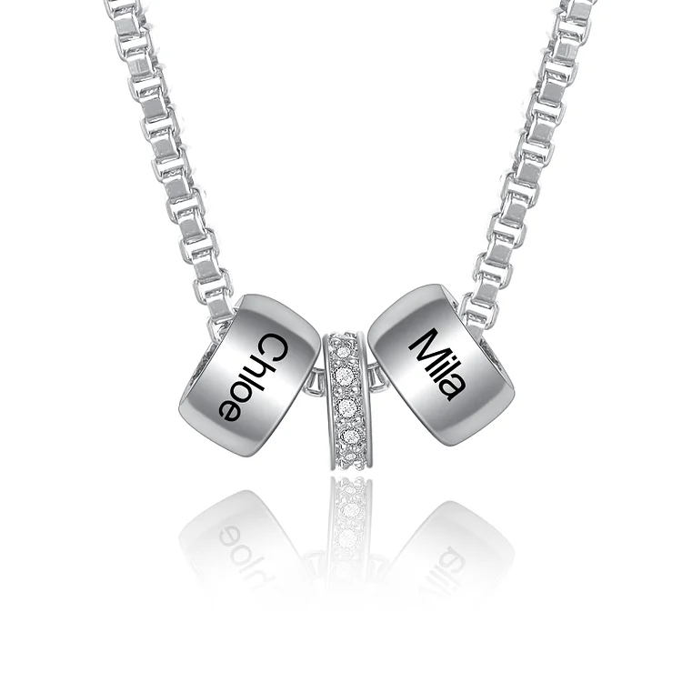 Personalized Bead Necklace Custom 2 Names Family Necklace