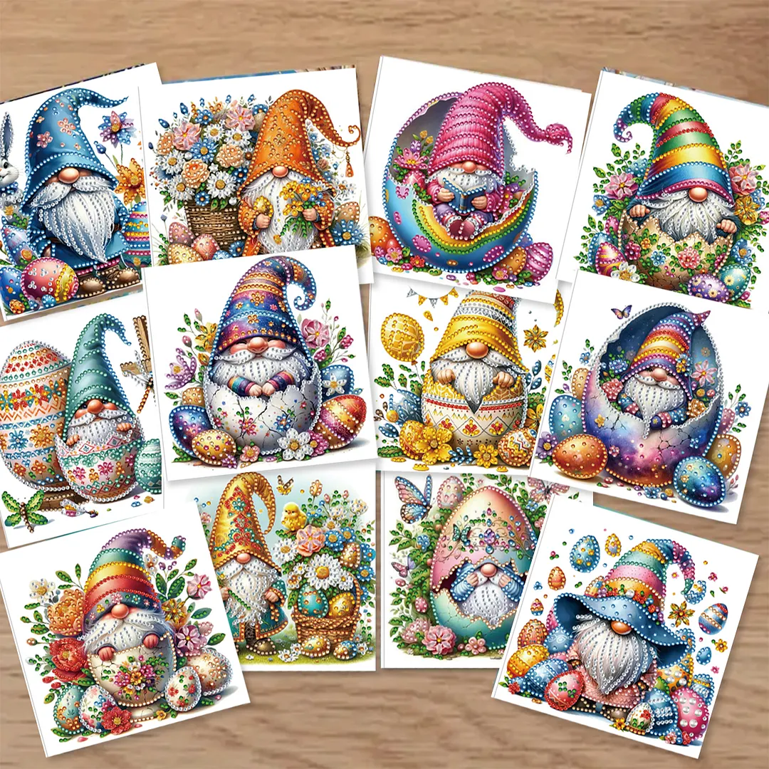 12PCS Easter Goblins DIY Rhinestone Diamond Art Mosaic Postcards with Envelopes Diamond Art Painting Greeting Card Kit for Birthdays Thanksgiving & Special Occasion (IHK110)