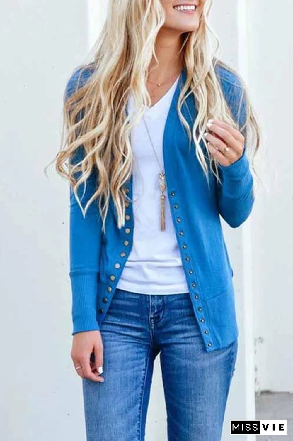 Long Sleeves Buttons Design Cardigan Tops(7 Colors)