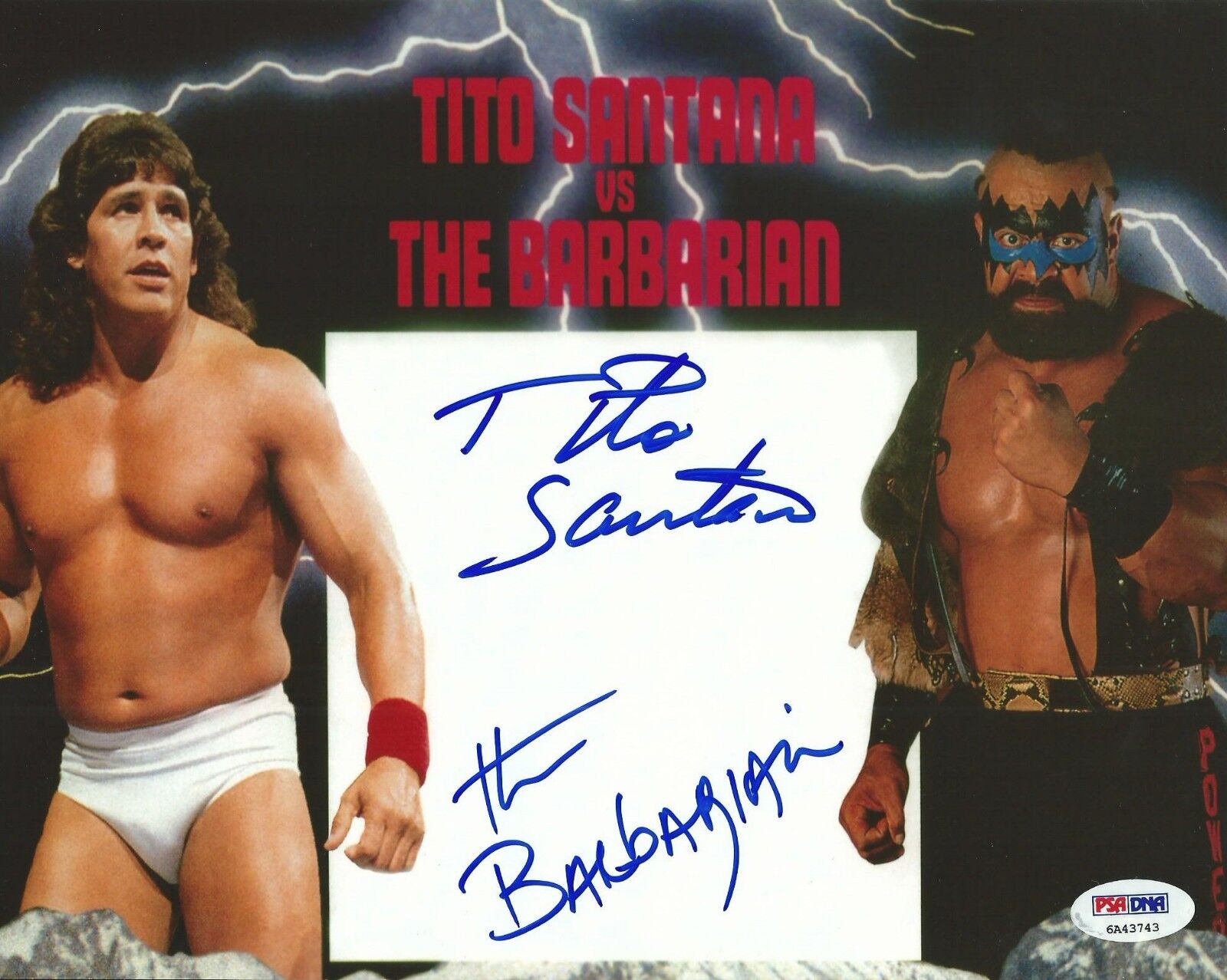 Tito Santana Powers of Pain The Barbarian Signed WWE 8x10 Photo Poster painting PSA/DNA COA Auto