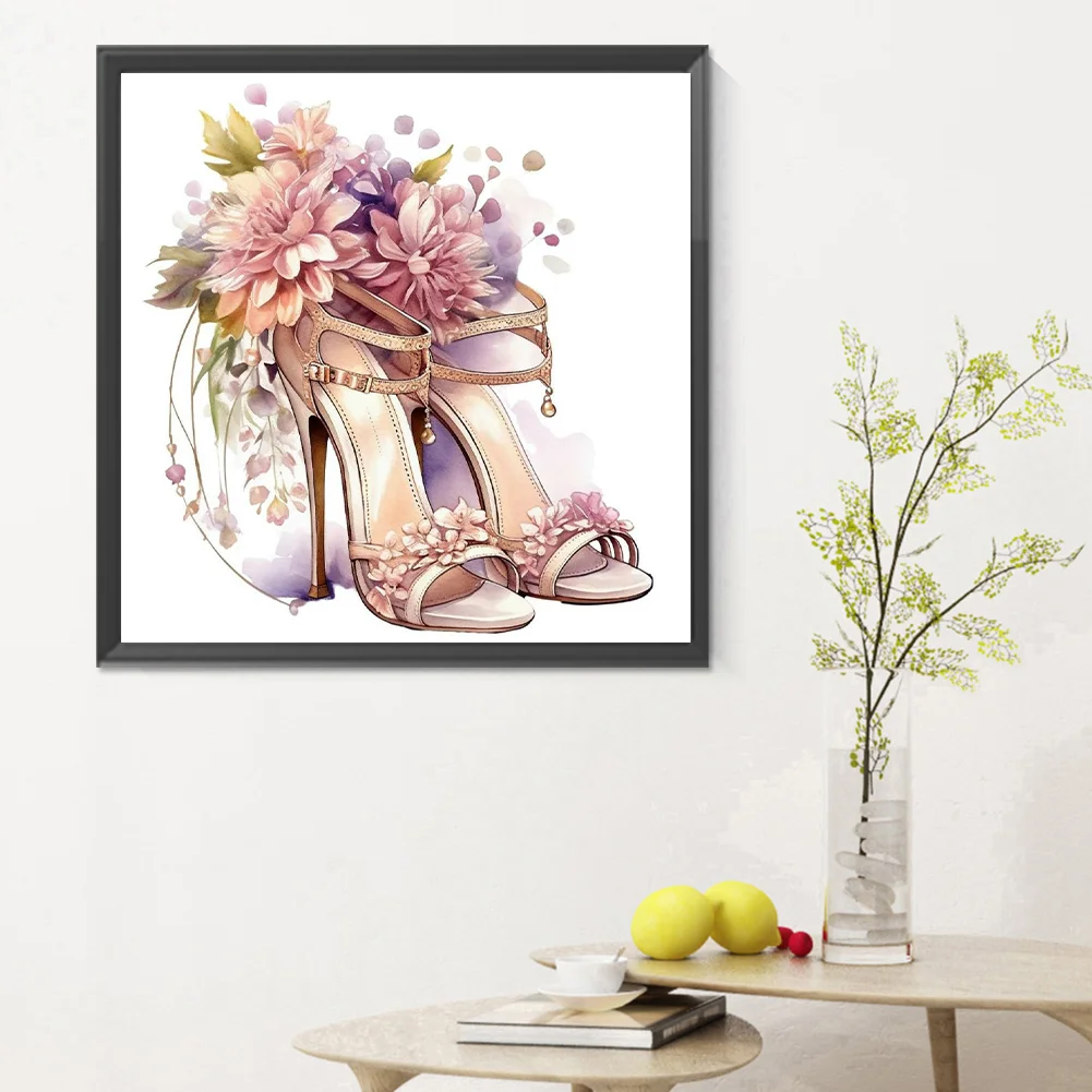 Full Round Diamond Painting 30*30cm - Flower High Heels
